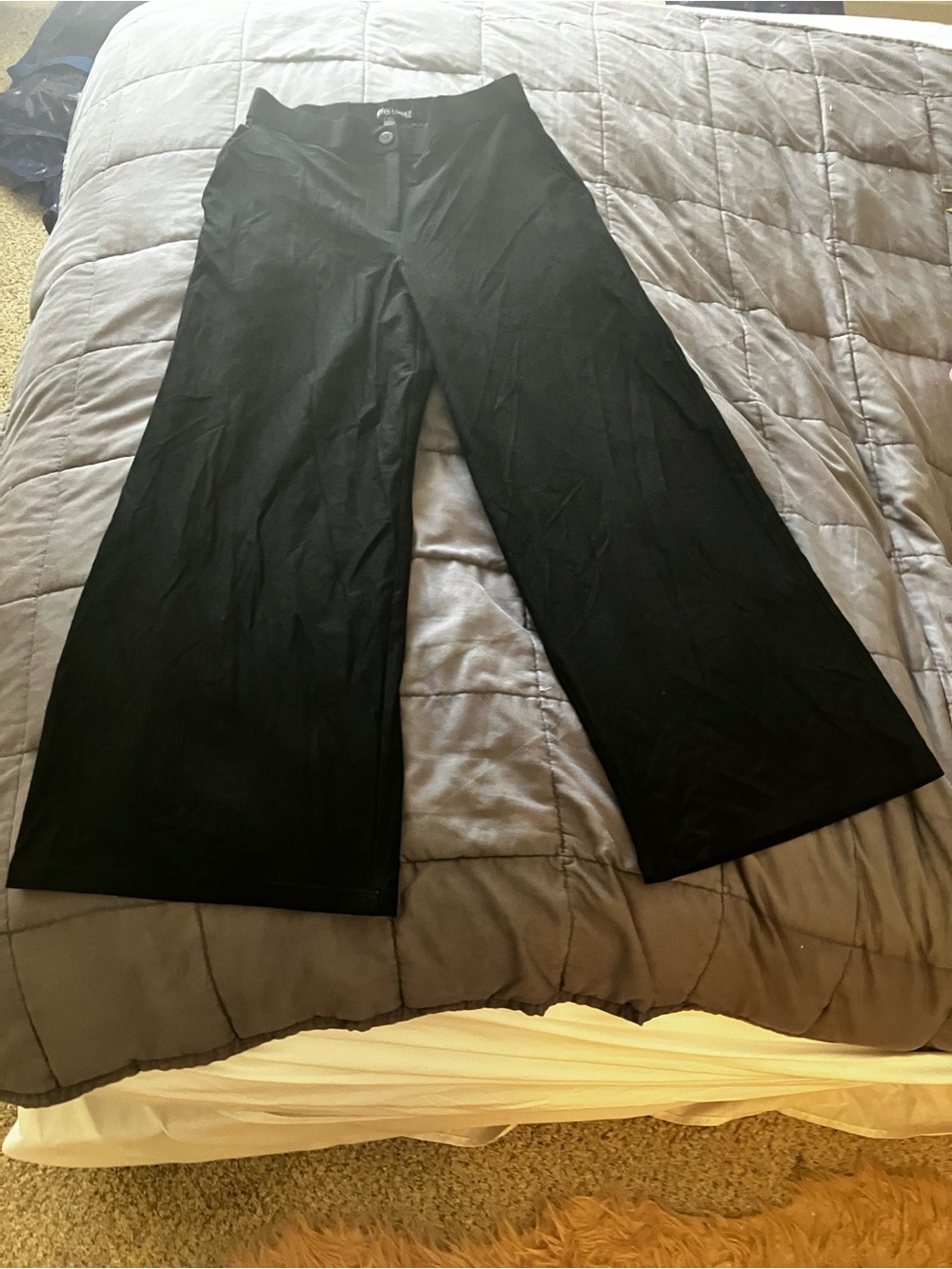 EILEEN FISHER Petite Black Wide Leg Crop Pants Stretch Elastic Waist PS PP